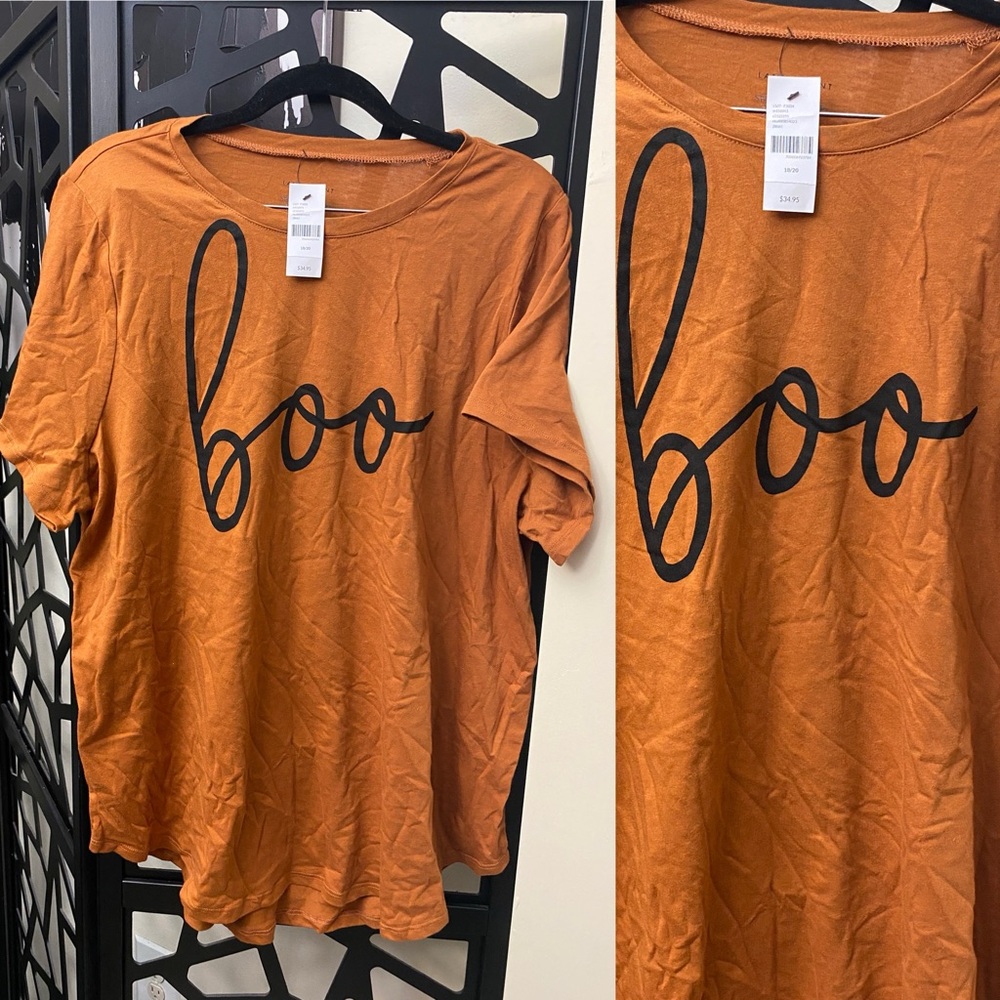 Lane Bryant Orange 'Boo' Short Sleeve Tee